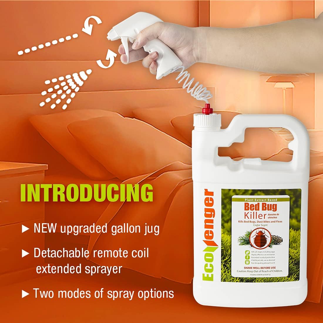 EcoVenger (Formerly EcoRaider) Bed Bug Killer with Remote Sprayer 1Gal – Kills 100% All Stages on Contact- Kills Resistant Bugs- Kills Eggs- 14 Day Residual Protection- Non-toxic- Child & Pet Friendly - Image 3