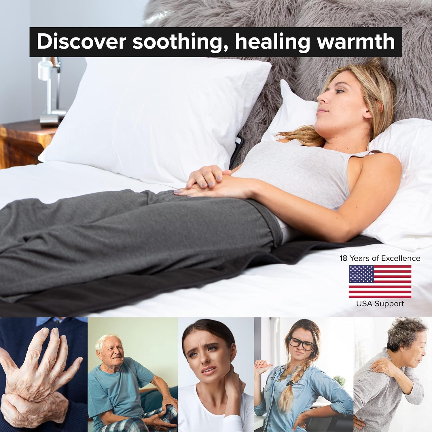 36 x 24 Venture Heat Far Infrared Deep Heating Pad for Injury Recovery and Pain Relief, 10 Hour Shutoff Ultra-Soft Deep Tissue Electric Therapeutic Device (Half Length) - Image 4